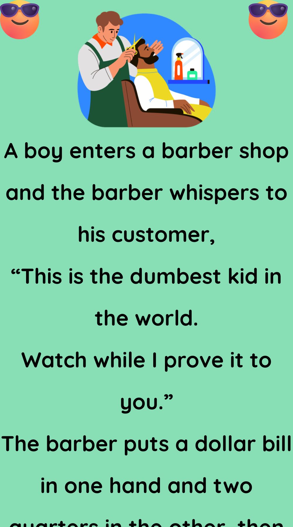 A boy enters a barber shop