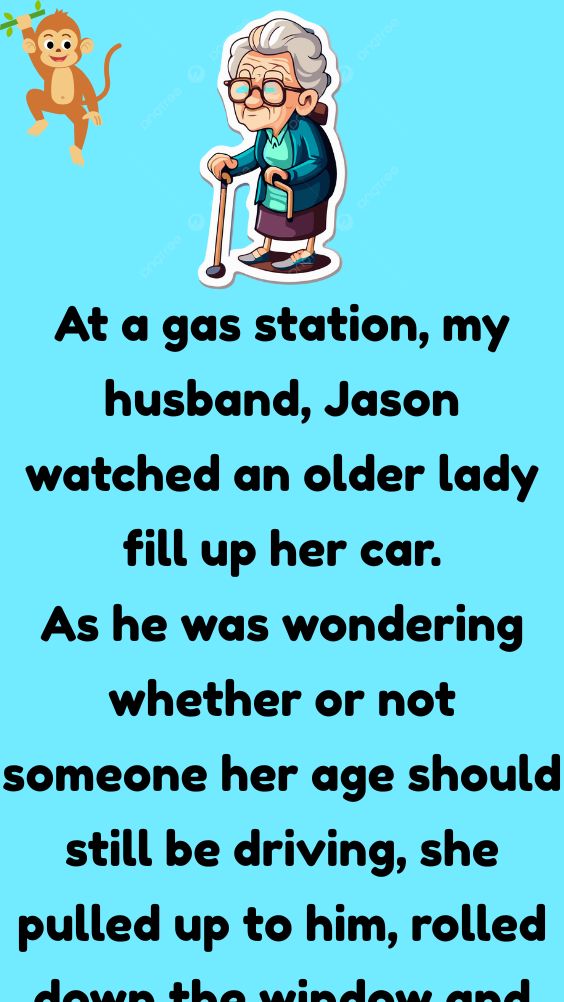 An older lady fill up her car